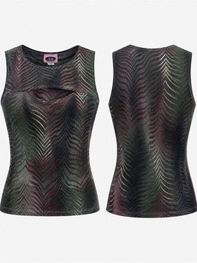Z.ro Collection Metallic Chevron Cutout Sleeveless Top ✨🖤